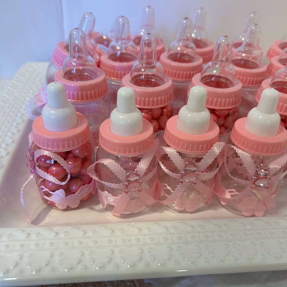 12 or more 1.50$each 18 $ for 12Pink Baby Bottle Party Favors